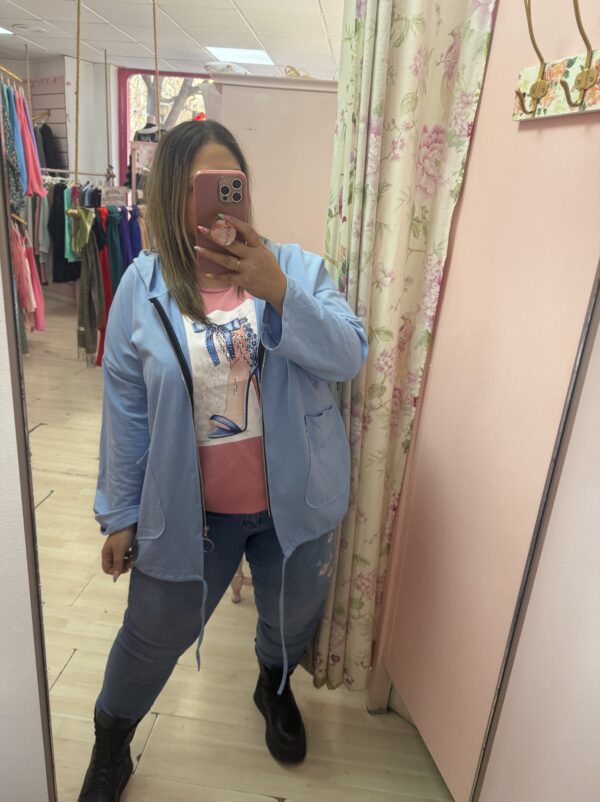 Sudadera algodon cremallera azul - Imagen 3