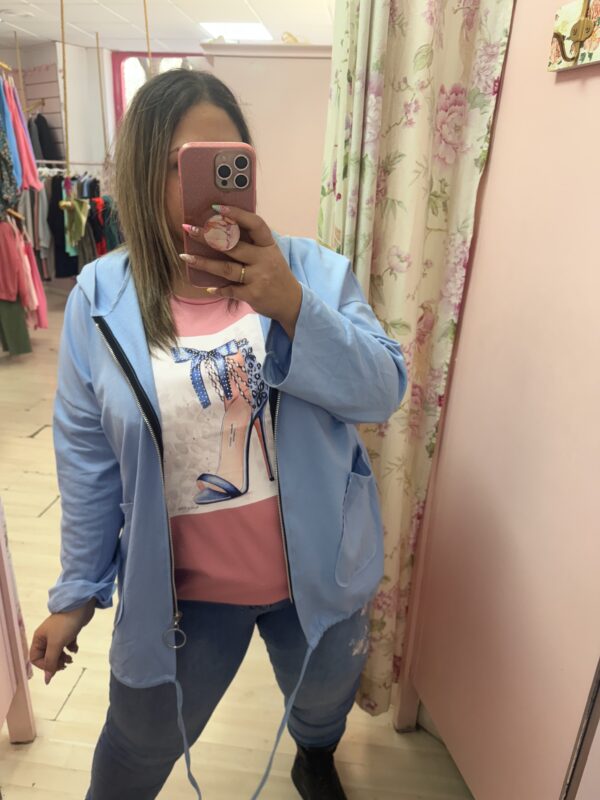 Sudadera algodon cremallera azul