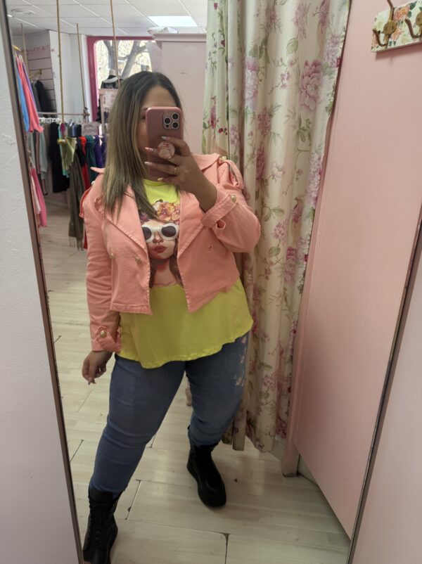 Chaqueta militar botones rosa - Imagen 4