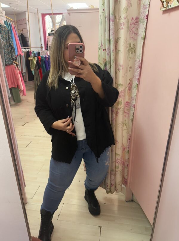 Chaqueta fina oversize negra - Imagen 2