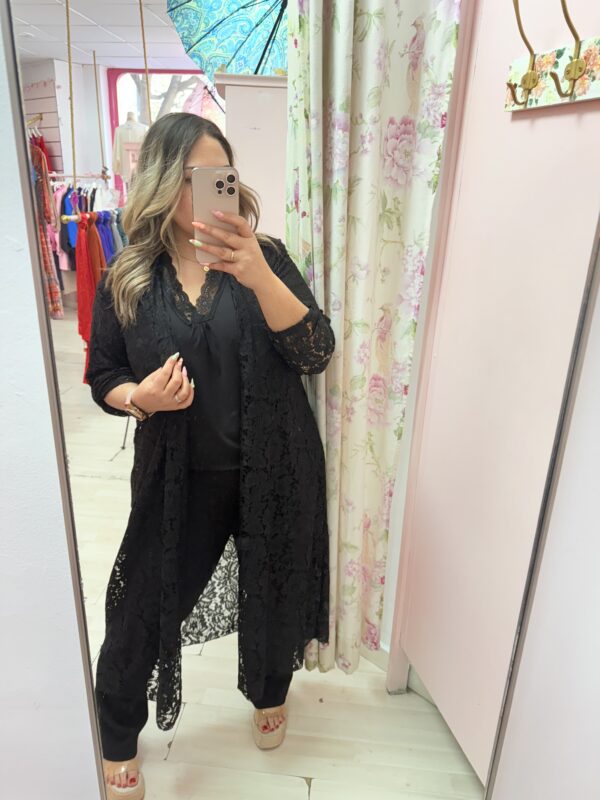 Kaftan largo encaje negro