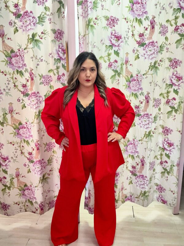 Traje chaqueta rojo manga abullonada - Imagen 5