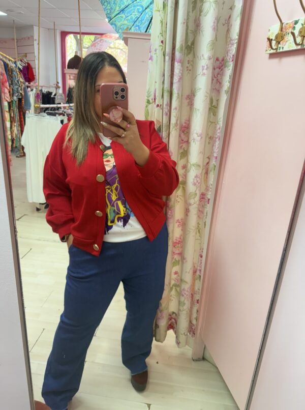 Bomber botones cadera roja - Imagen 3