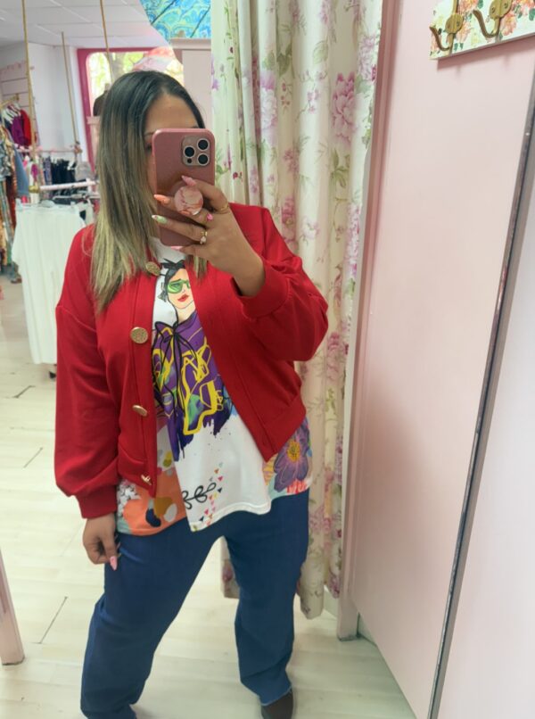 Bomber botones cadera roja - Imagen 2