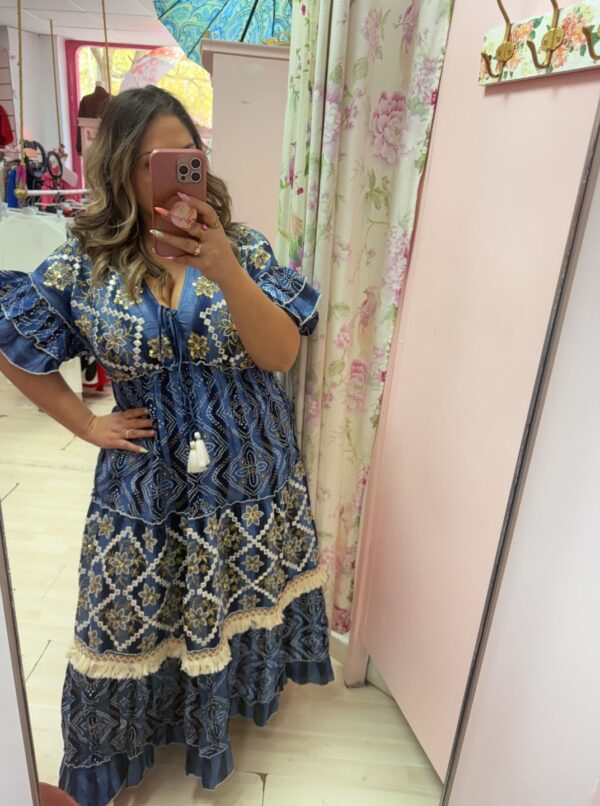 Vestido boho azul - Imagen 3