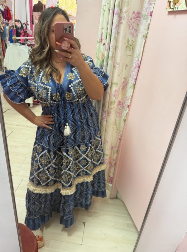 Vestido boho azul - Imagen 4