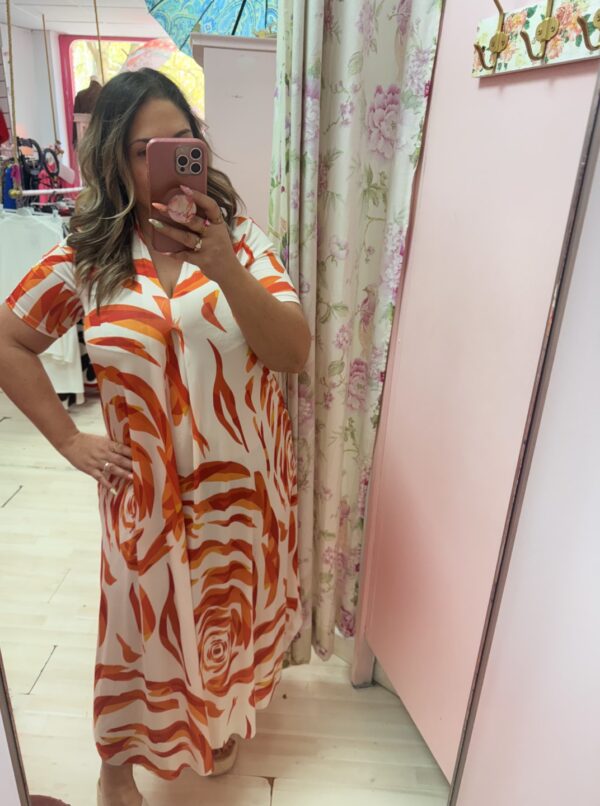 Vestido licra fria mcorta naranja - Imagen 2
