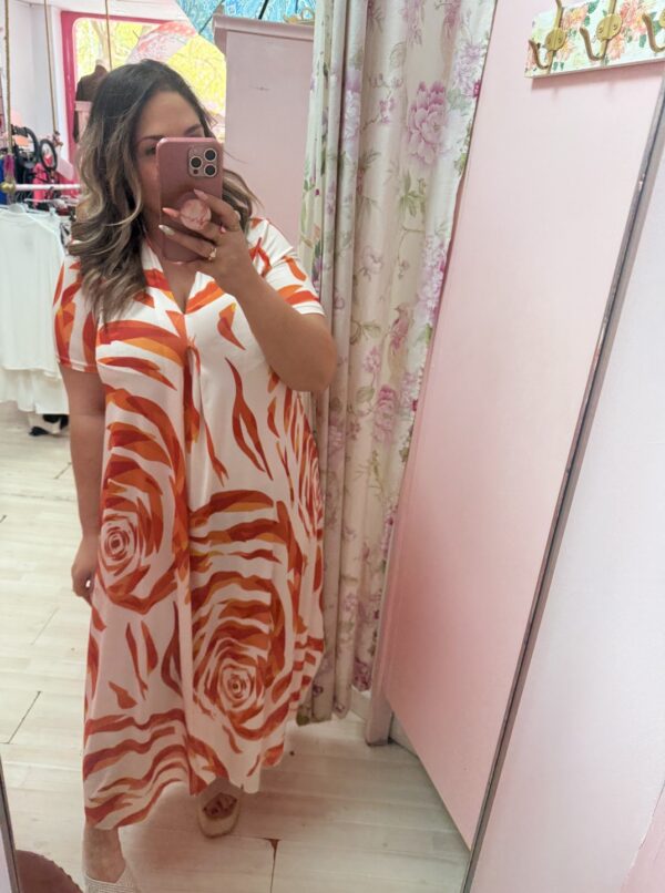 Vestido licra fria mcorta naranja - Imagen 3