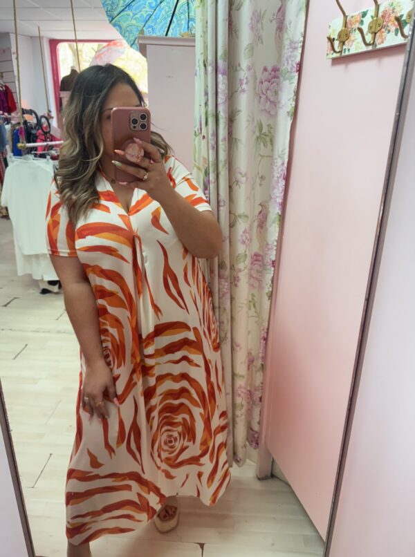 Vestido licra fria mcorta naranja