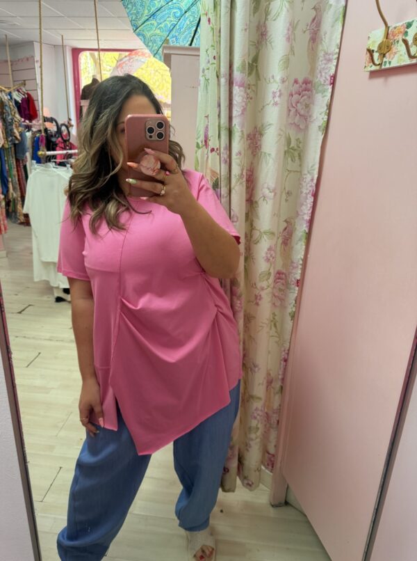 Camiseta rizada fucsia