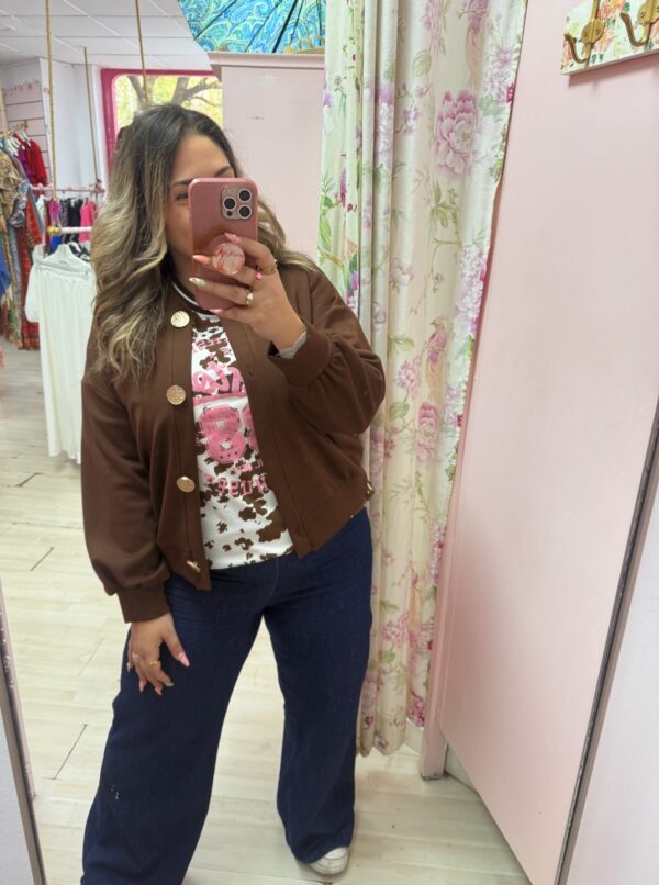 Bomber botones cadera marron - Imagen 4