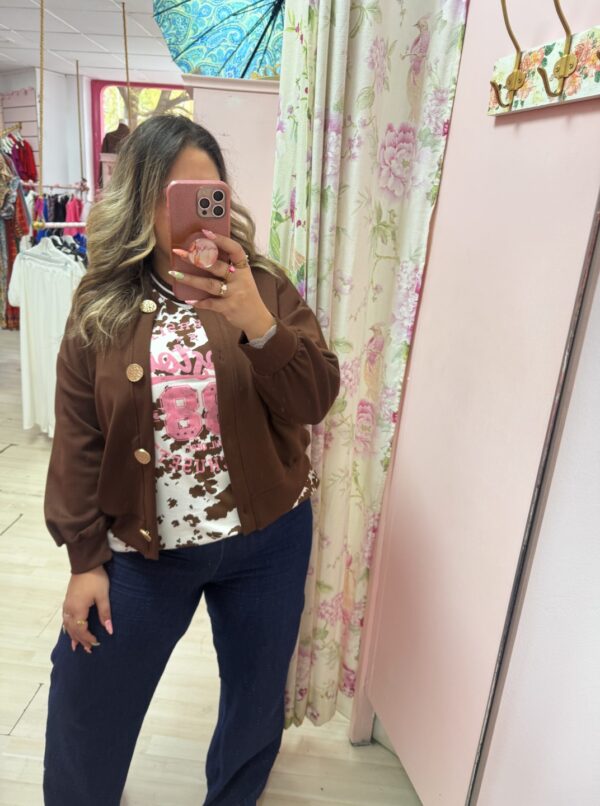 Bomber botones cadera marron