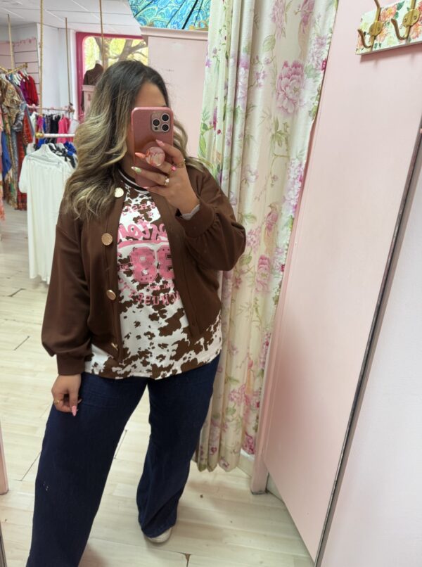 Bomber botones cadera marron - Imagen 3