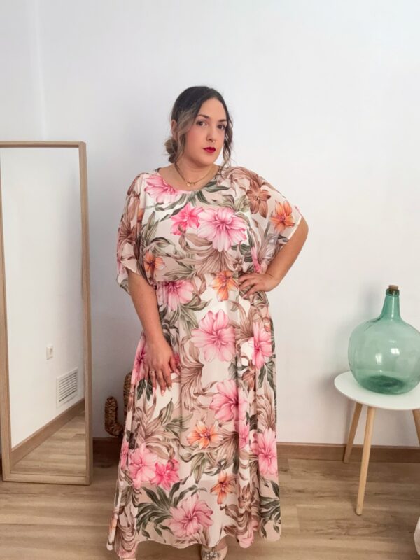 Vestido gasa flores blanco