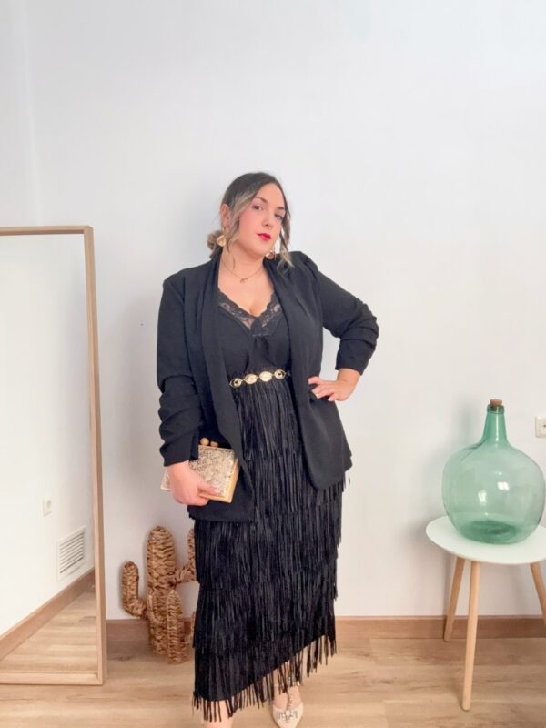 Falda flecos larga