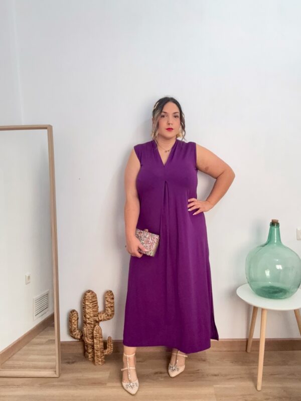 Vestido licra fria morado - Imagen 3
