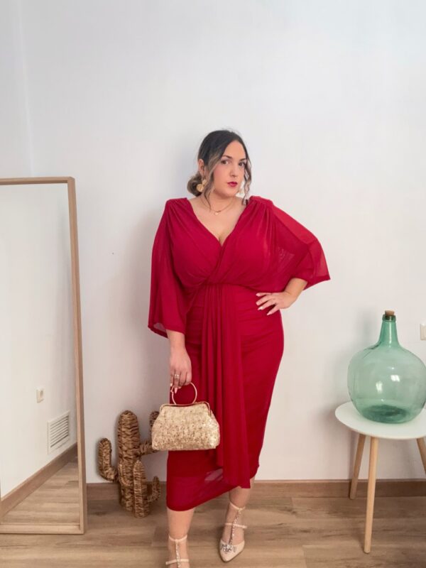 Vestido gasa capa Granate - Imagen 4