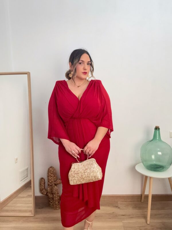 Vestido gasa capa Granate - Imagen 5