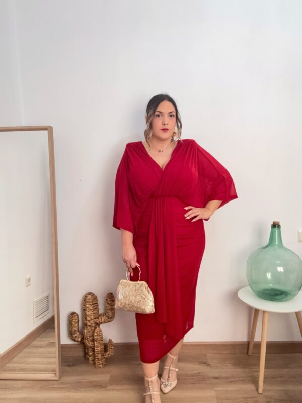 Vestido gasa capa Granate