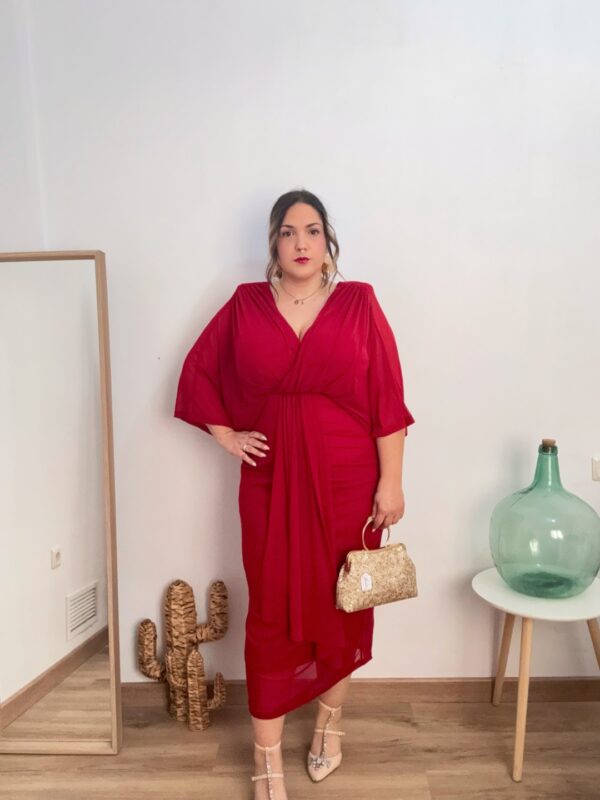 Vestido gasa capa Granate - Imagen 2