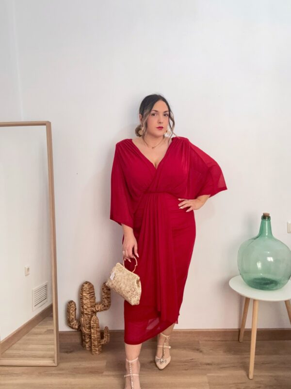 Vestido gasa capa Granate - Imagen 3