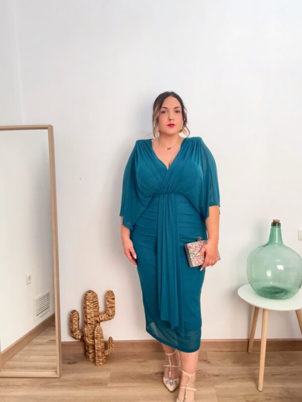 Vestido gasa capa Verde - Imagen 4