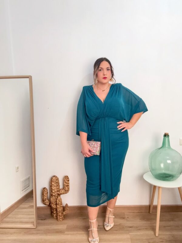 Vestido gasa capa Verde - Imagen 3