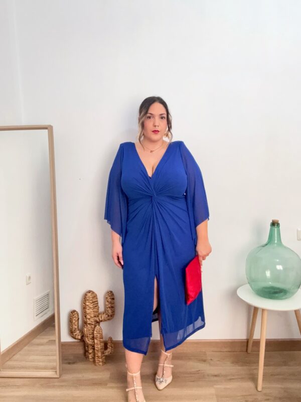 Vestido manga acampanada azul - Imagen 5