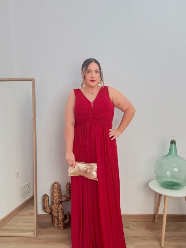 Vestido largo anudado Rojo