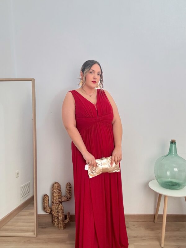 Vestido largo anudado Rojo - Imagen 5