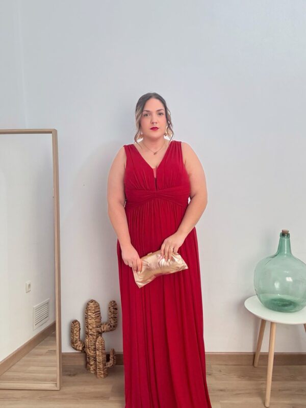 Vestido largo anudado Rojo - Imagen 2