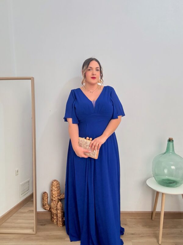 Vestido largo abertura azul - Imagen 7