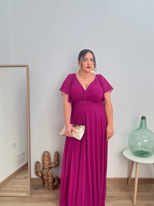 Vestido largo pedreria cintura - Imagen 8