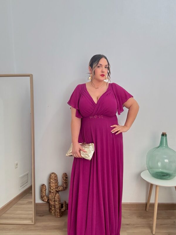 Vestido largo pedreria cintura - Imagen 3