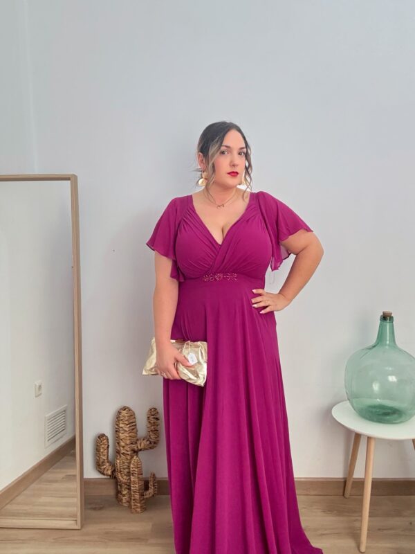 Vestido largo pedreria cintura