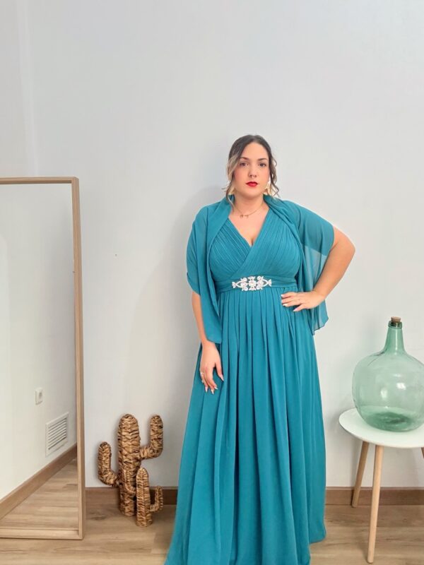 Vestido largo pedreria verde - Imagen 6