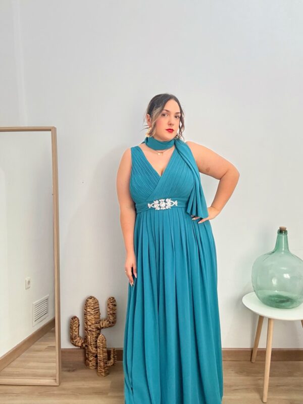 Vestido largo pedreria verde - Imagen 2