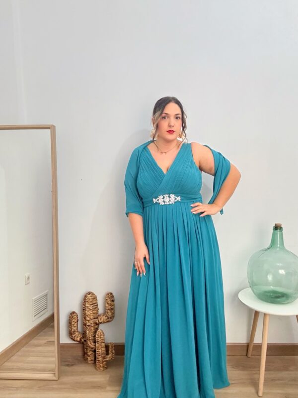 Vestido largo pedreria verde - Imagen 5