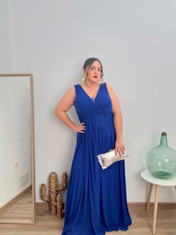 Vestido largo anudado azul - Imagen 3