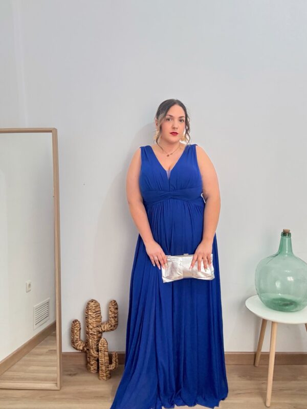 Vestido largo anudado azul