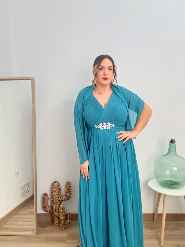 Vestido largo pedreria verde