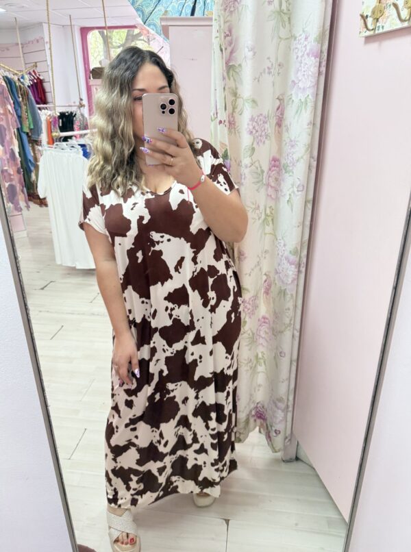 Vestido vaca licra fria marron