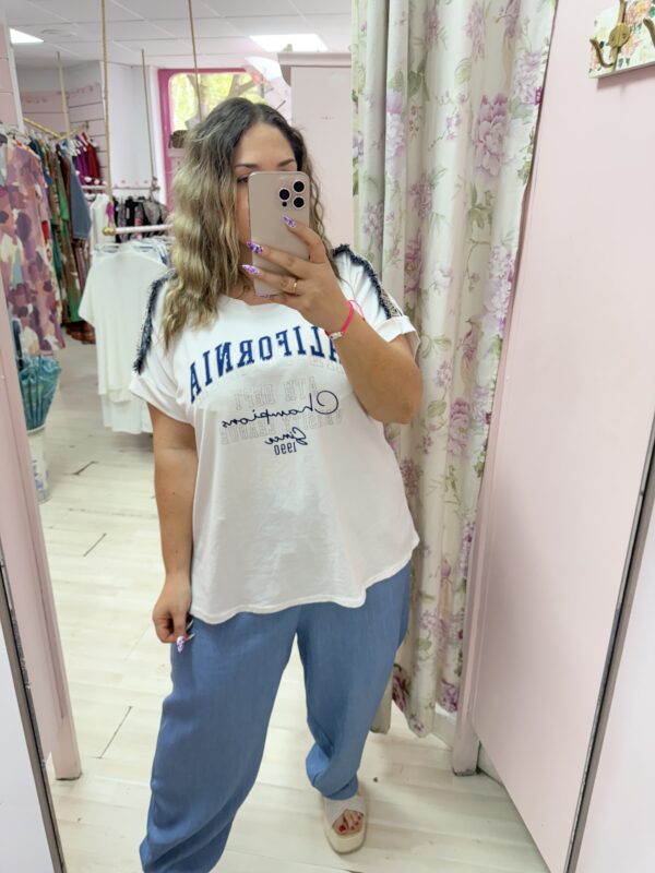 Camiseta flecos vaqueros - Imagen 3