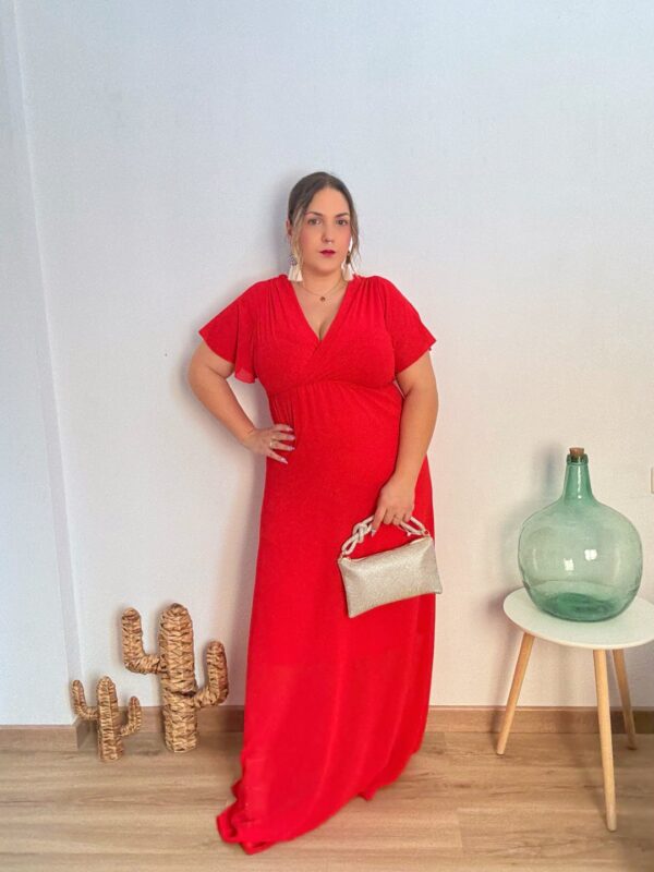 Vestido largo gasa manga corta - Imagen 3