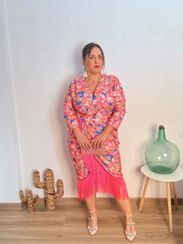 Vestido flecos rosa - Imagen 4