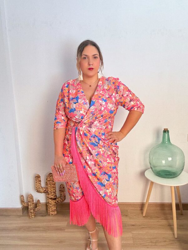 Vestido flecos rosa