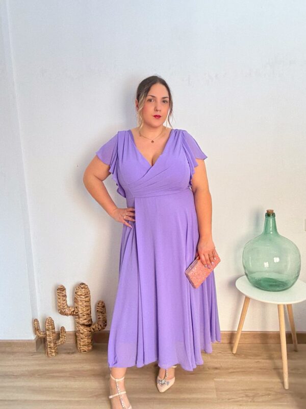 Vestido lila gasa cruce - Imagen 3