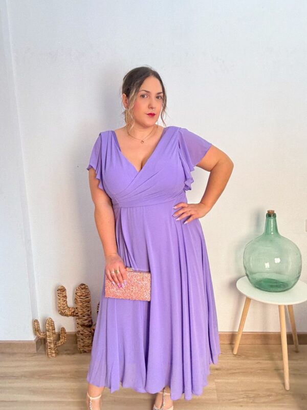 Vestido lila gasa cruce