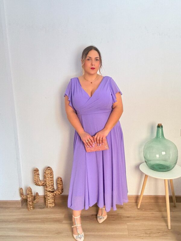 Vestido lila gasa cruce - Imagen 2