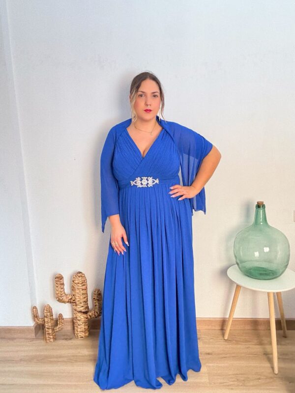 Vestido largo pedreria azulon - Imagen 2